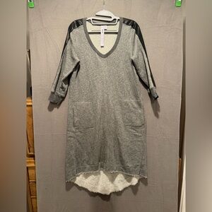 Wilt Charcoal Long Sleeve V-Neck Dress